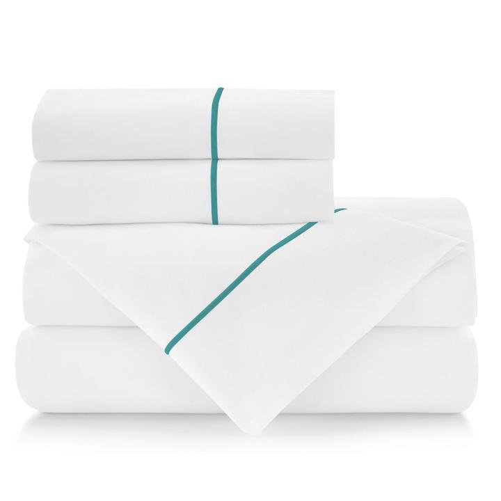 Platinum Queen Cotton Percale Sheet Set with Satin Stitch