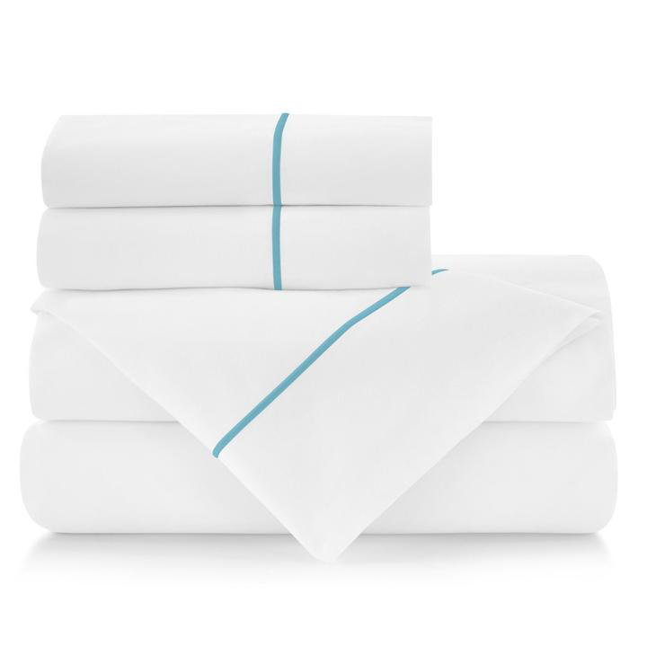 Platinum Queen Cotton Percale Sheet Set with Satin Stitch