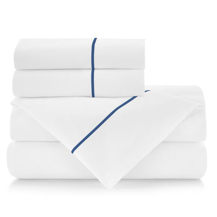 Platinum Queen Cotton Percale Sheet Set with Satin Stitch