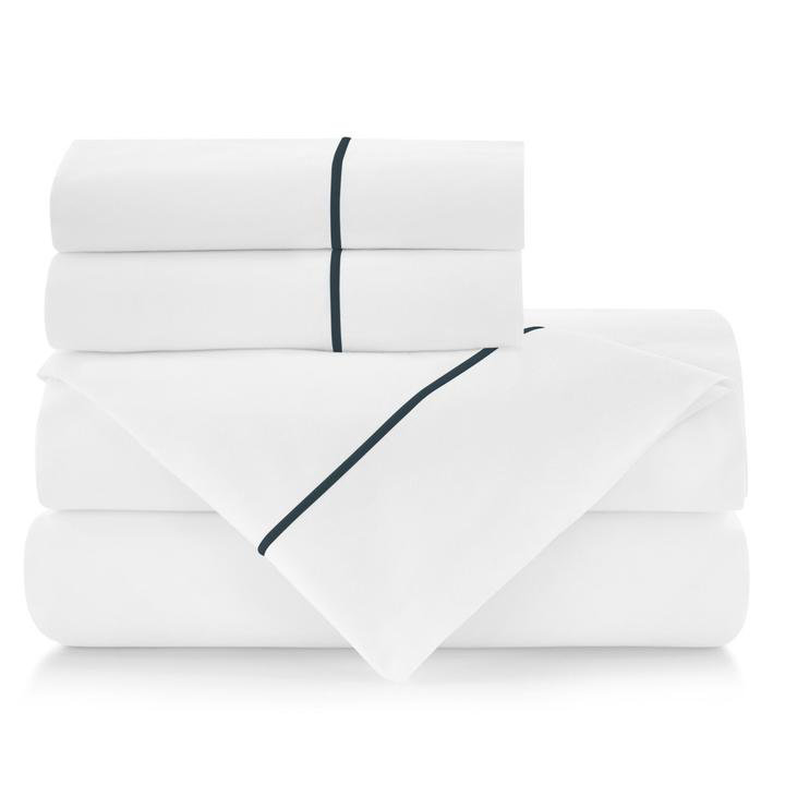 Platinum Queen Cotton Percale Sheet Set with Satin Stitch