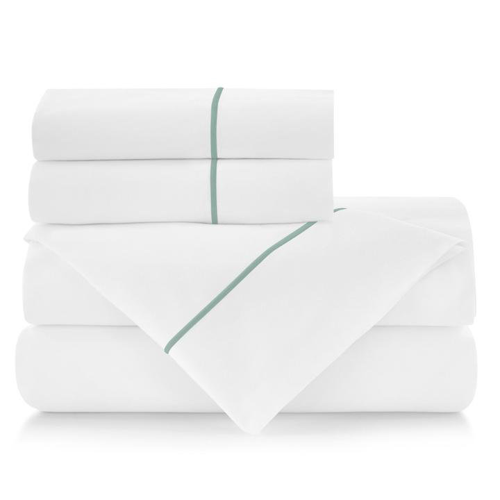 Platinum Queen Cotton Percale Sheet Set with Satin Stitch