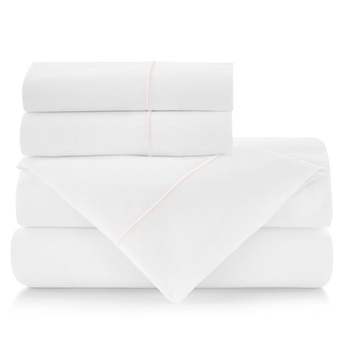 Platinum Queen Cotton Percale Sheet Set with Satin Stitch