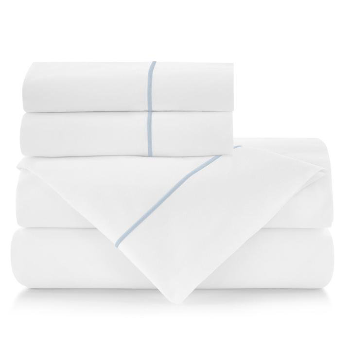 Platinum Queen Cotton Percale Sheet Set with Satin Stitch