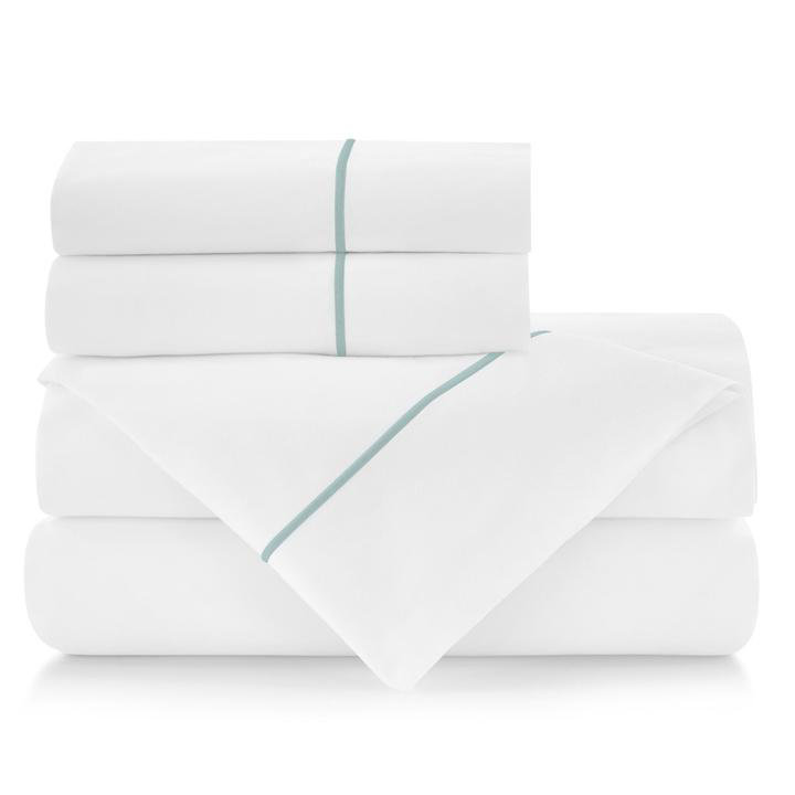 Platinum Queen Cotton Percale Sheet Set with Satin Stitch