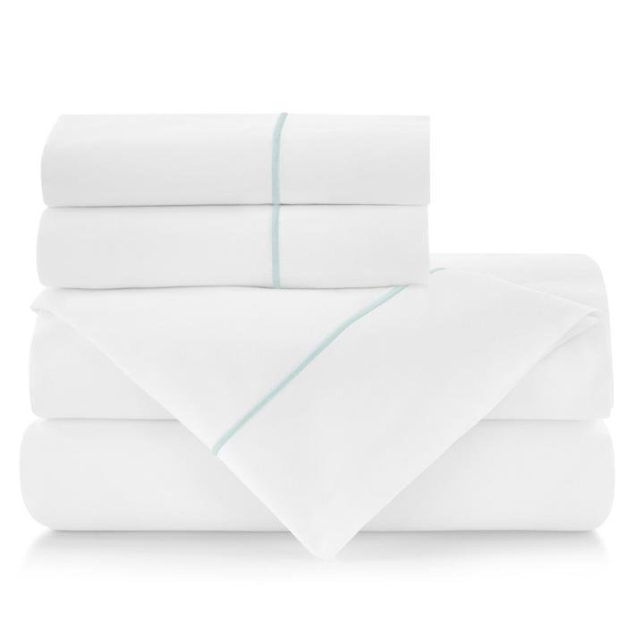 Platinum Queen Cotton Percale Sheet Set with Satin Stitch
