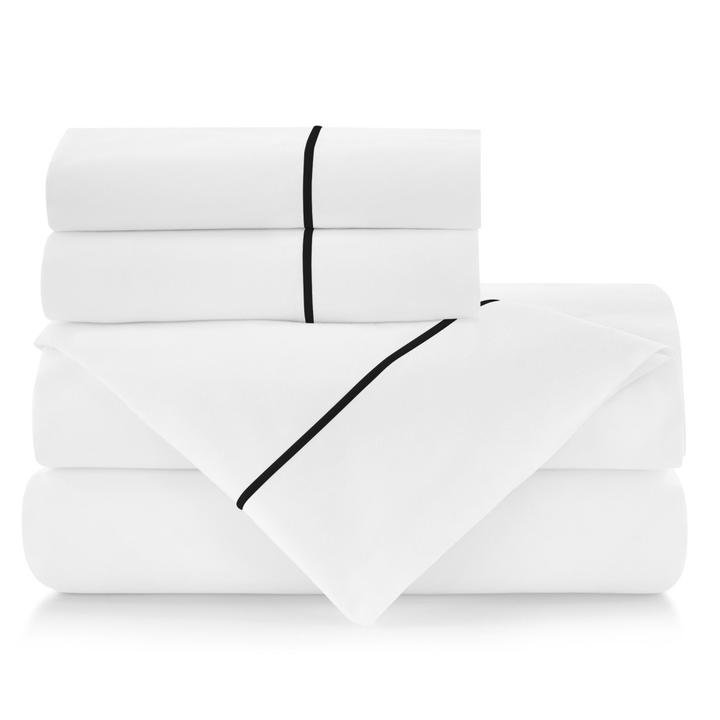 Platinum Queen Cotton Percale Sheet Set with Satin Stitch