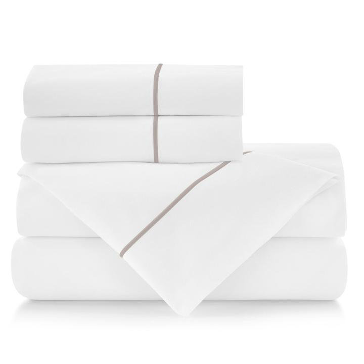 Platinum Queen Cotton Percale Sheet Set with Satin Stitch