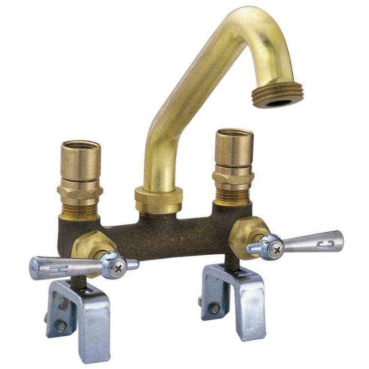 Rough Brass Wall Mount Laundry Faucet with Chrome Handles