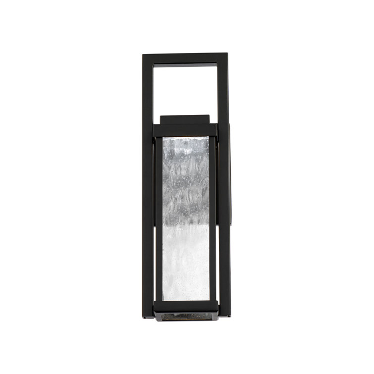 Revere Black LED Sconce with Dimmable Seeded Hammered Glass