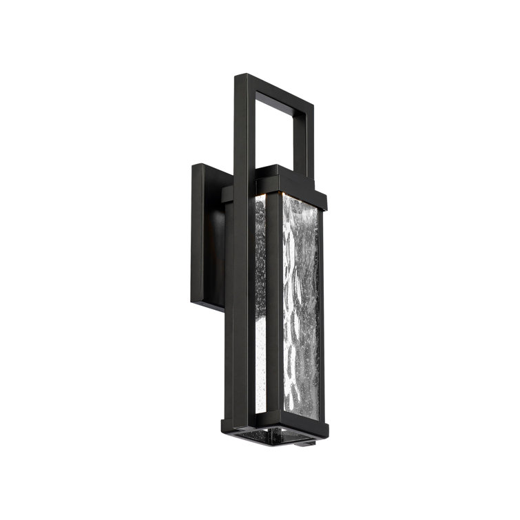 Revere Black LED Sconce with Dimmable Seeded Hammered Glass