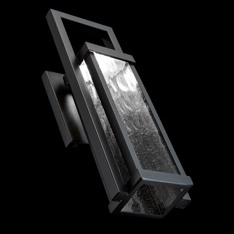 Revere Black LED Sconce with Dimmable Seeded Hammered Glass