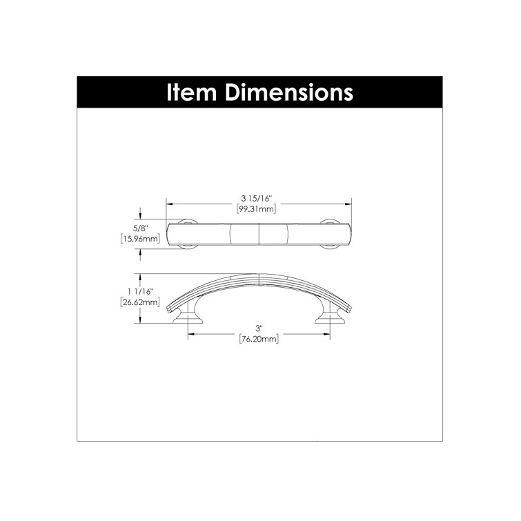 Black Nickel Modern Kitchen Cabinet Handles, 3" 10-Pack