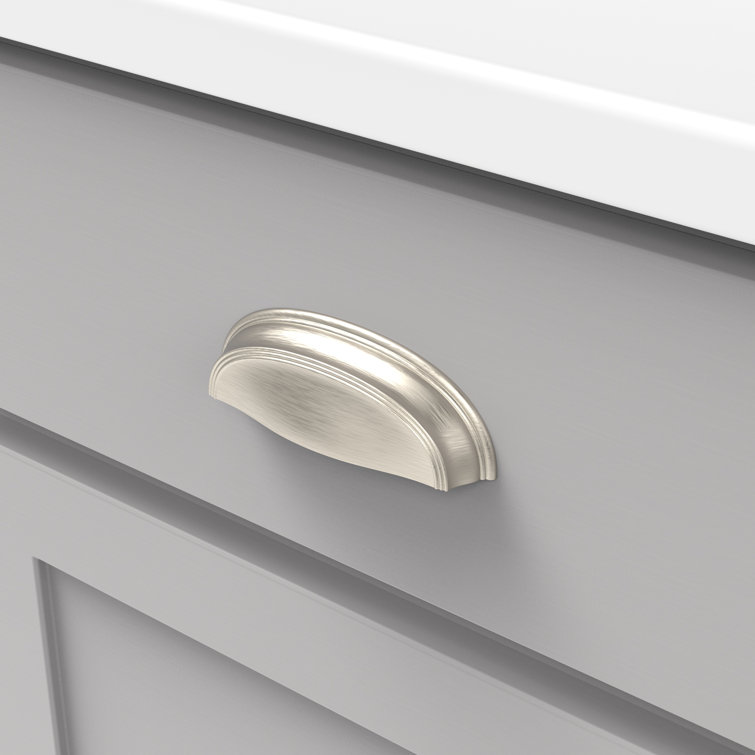 Satin Nickel Brushed Cup Pulls with Mounting Hardware, 10-Pack