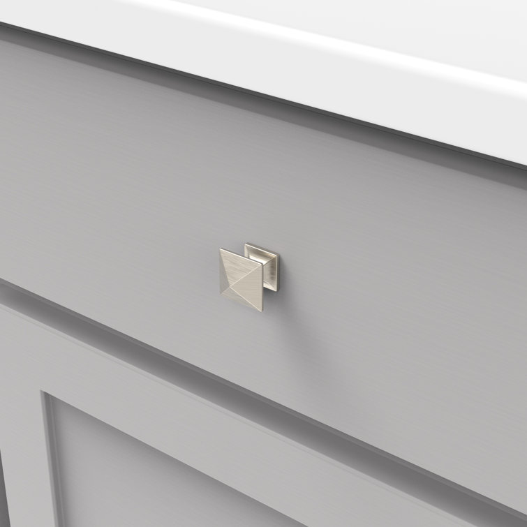 Brushed Nickel Square Geometric Modern Cabinet Knob