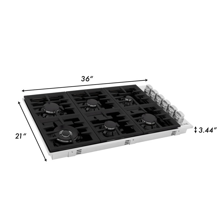 ZLINE 36" Stainless Steel 6-Burner Propane Gas Cooktop
