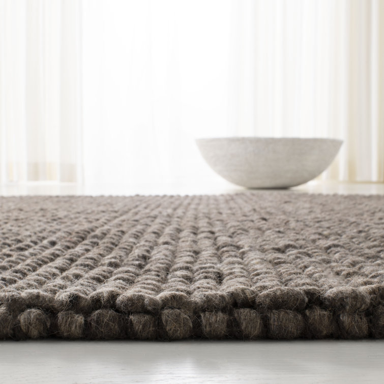 Chocolate Hand-Knotted Wool and Cotton Square Rug