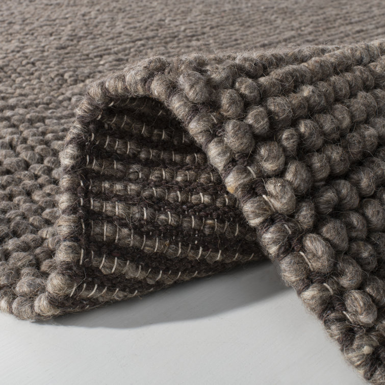 Chocolate Hand-Knotted Wool and Cotton Square Rug