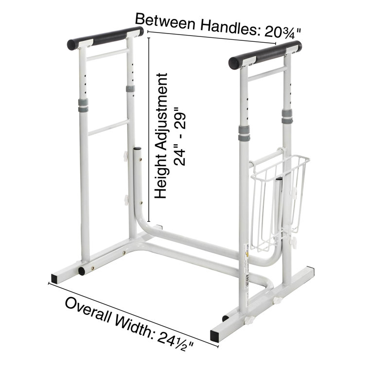 Height Adjustable White Steel Toilet Safety Rail with Foam Handles