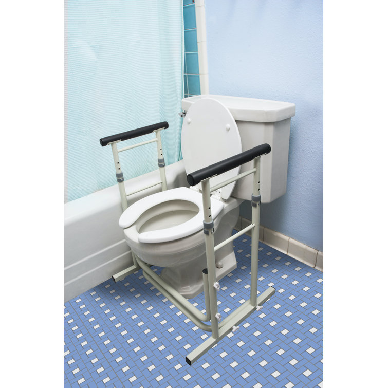 Height Adjustable White Steel Toilet Safety Rail with Foam Handles