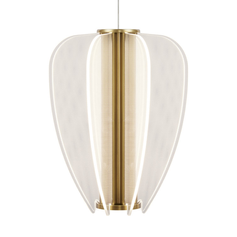 Mini Nyra LED Pendant in Plated Brass with Acrylic Petals