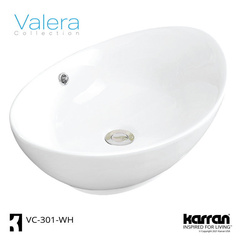Valera 23" White Ceramic Undermount Bathroom Sink