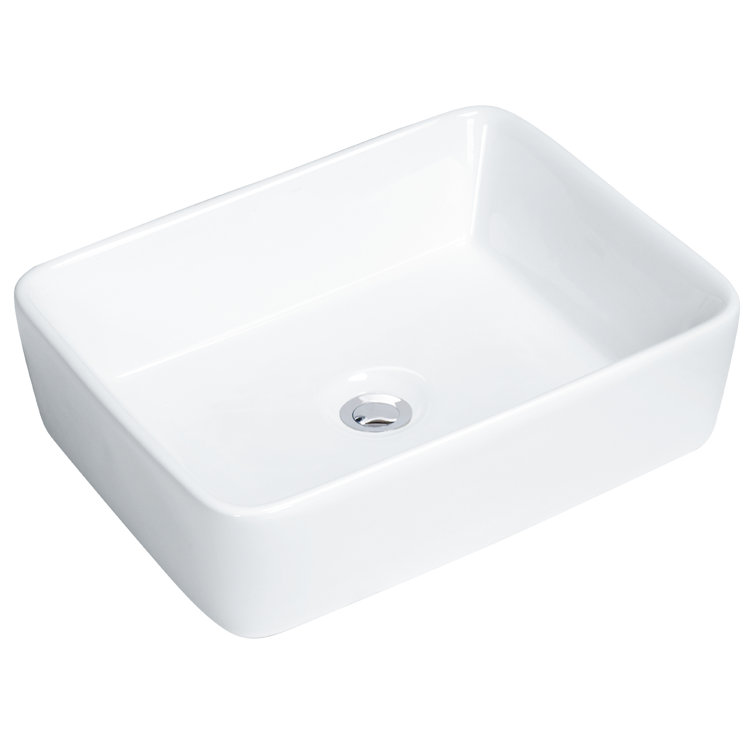 Valera 19" White Ceramic Rectangular Vessel Bathroom Sink