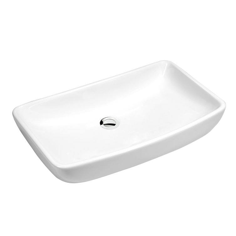Elegant Valera 24" White Ceramic Rectangular Vessel Bathroom Sink