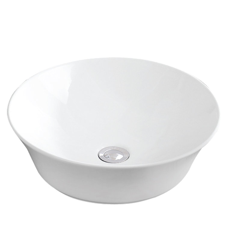 Valera White Ceramic Round Vessel Bathroom Sink, 16.5 inches