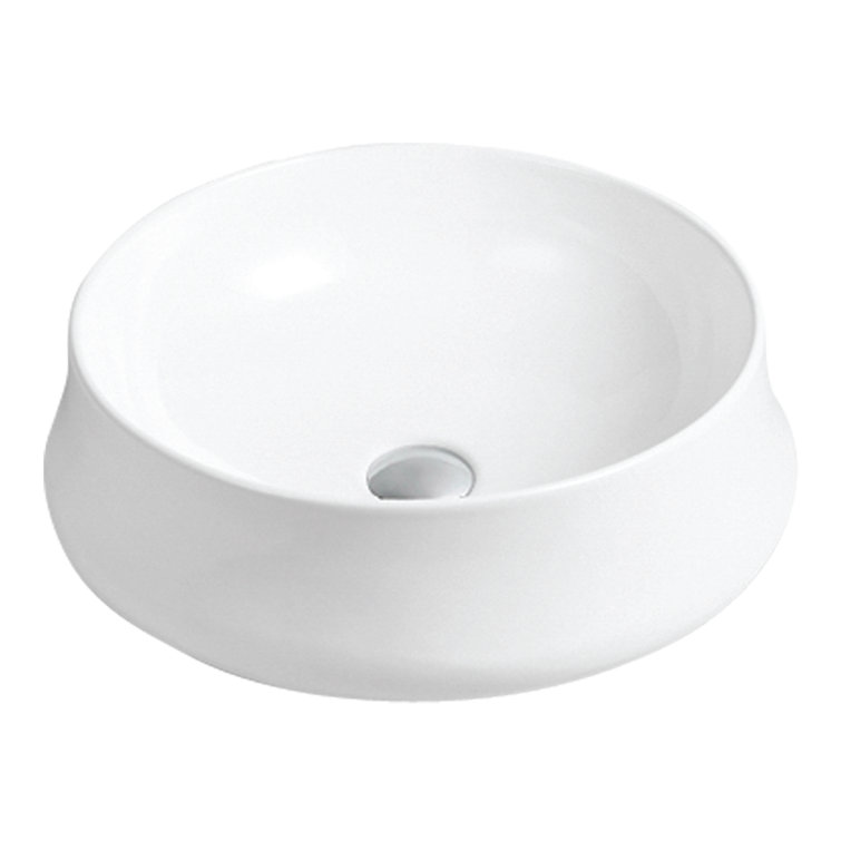White Ceramic Round Above-Counter Vessel Sink, 18.25 in