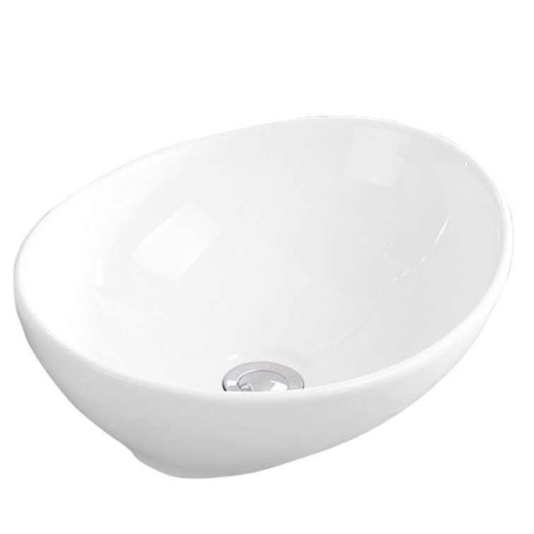 Valera White Ceramic Oval Vessel Bathroom Sink