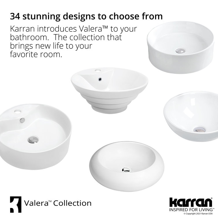 Valera 27" White Ceramic Oval Vessel Bathroom Sink