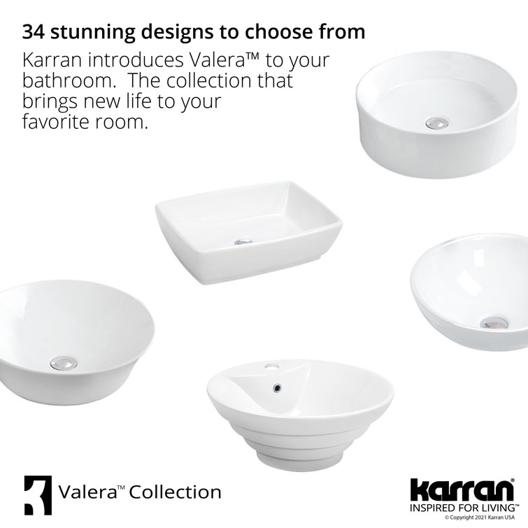 Valera 21-Inch White Ceramic Rectangular Bathroom Sink