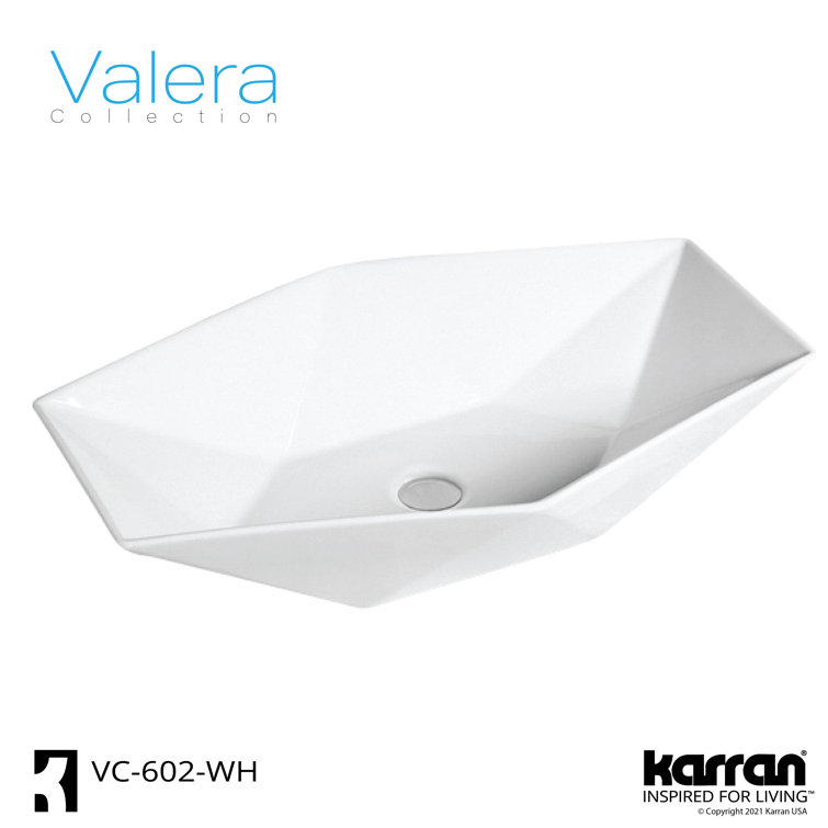 Valera 25" White Ceramic Undermount Bathroom Sink