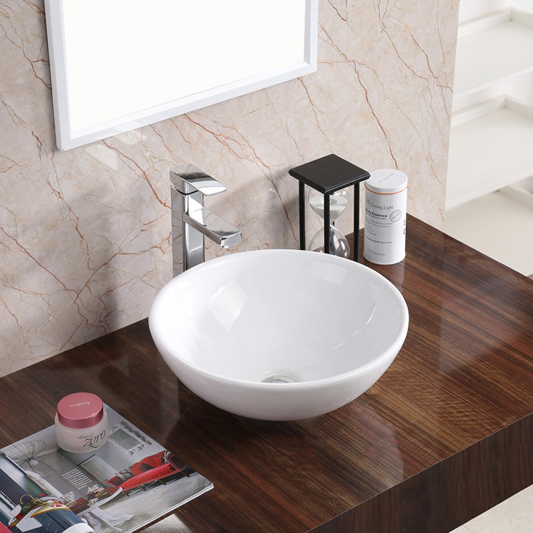 Valera 15.5" White Ceramic Round Vessel Bathroom Sink
