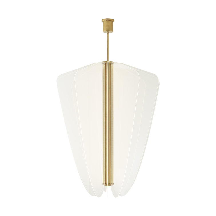 Plated Brass and Acrylic LED Chandelier with Integrated Light