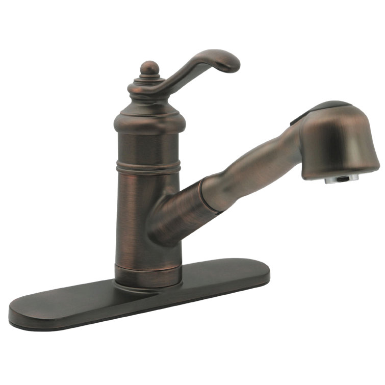 Vintage Bronze Ceramic Single Handle Pull-Out Spray Kitchen Faucet