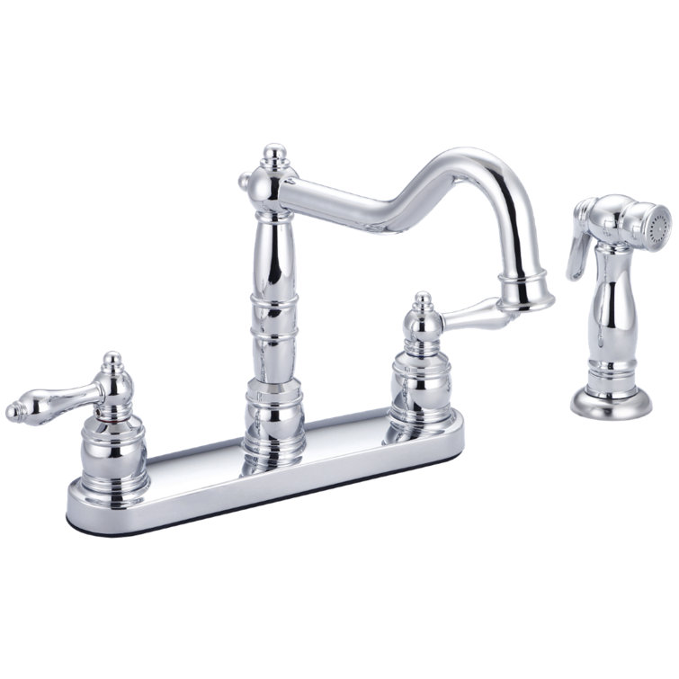 Chrome Ceramic Gooseneck High Arc Kitchen Faucet with Side Spray