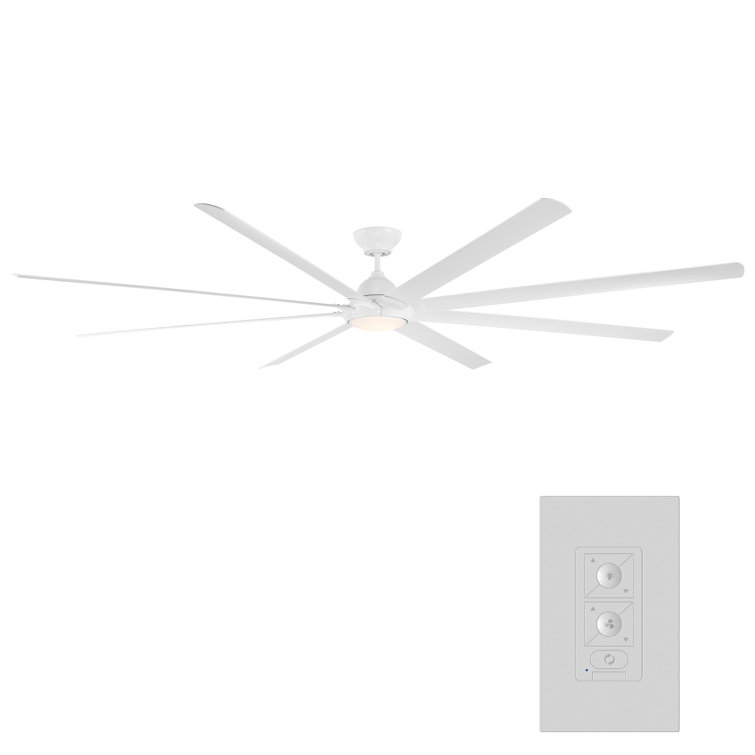 Hydra 120" Matte White Smart Outdoor Ceiling Fan with LED and Remote