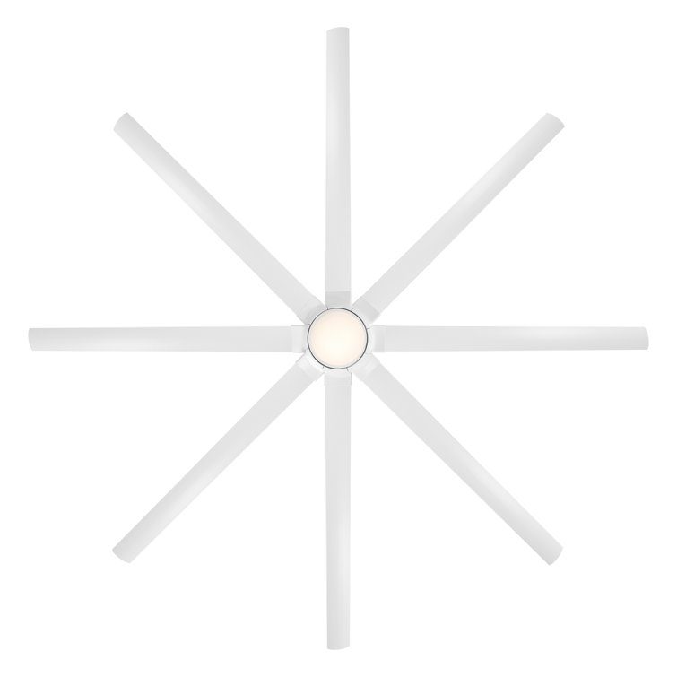 Hydra 120" Matte White Smart Outdoor Ceiling Fan with LED and Remote