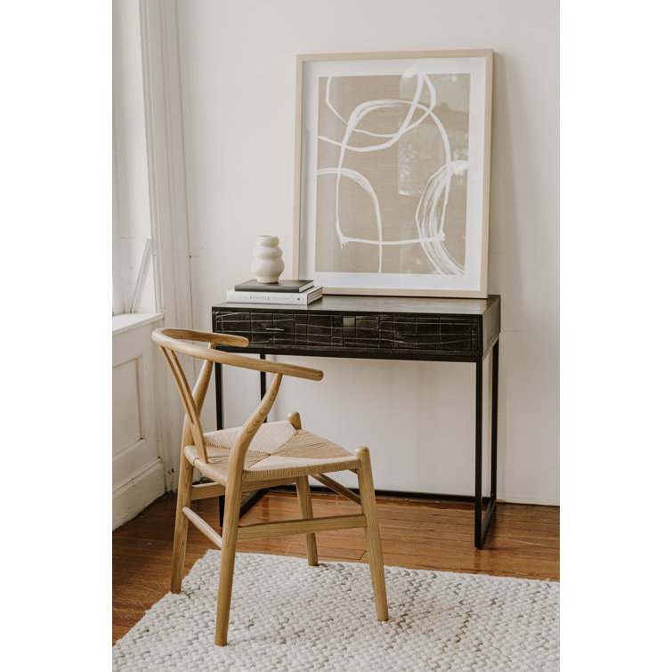Mugello Solid Acacia Wood Desk with Textured Drawers in Black