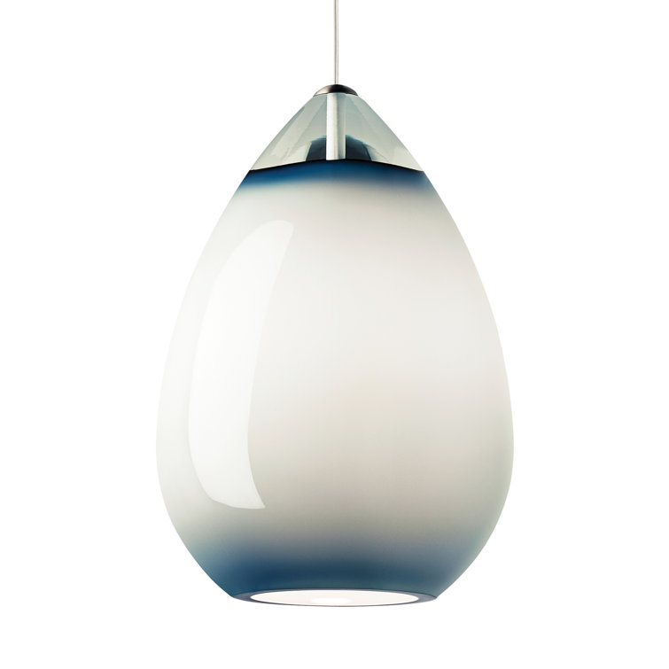 Elegant Alina Steel Blue Glass Pendant with Satin Nickel Finish