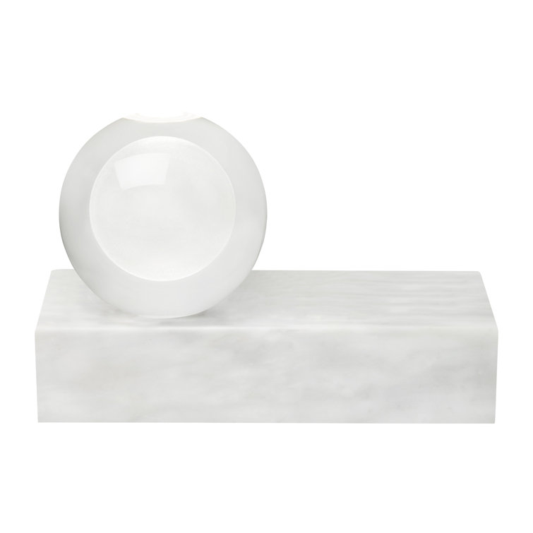 White Marble LED Outdoor Table Lamp with 3-Way Switch