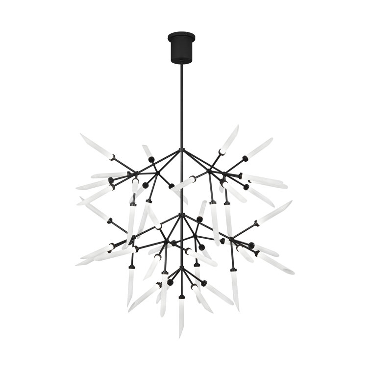 Matte Black Frost Glass 45-Light LED Chandelier