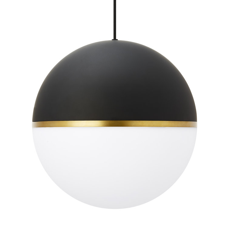 Contemporary Akova Grande Aged Brass Globe Pendant with Acrylic Shade