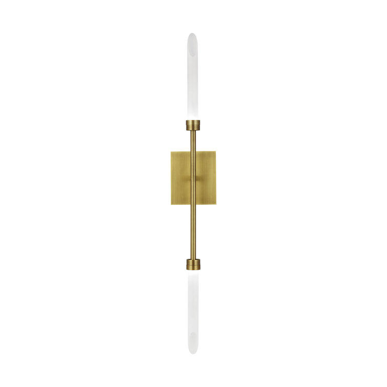Spur Aged Brass Dimmable 2-Light LED Wall Sconce with Glass Shades
