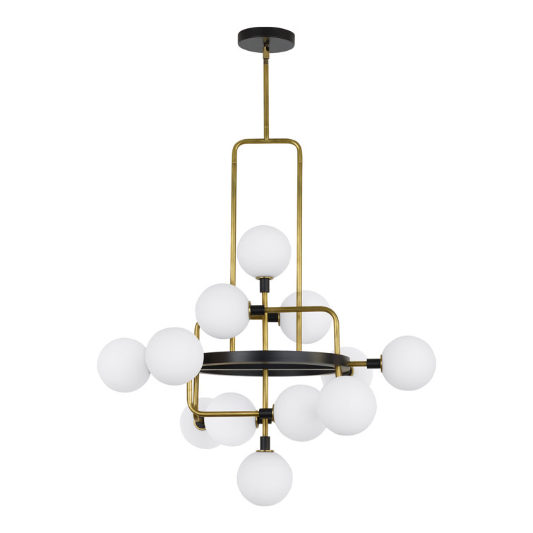 Elegant Viaggio Opal-Brass 12-Light Adjustable Chandelier