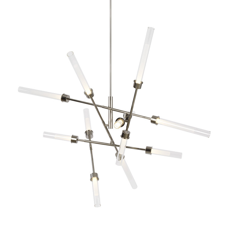 Polished Nickel 12-Light LED Abstract Chandelier