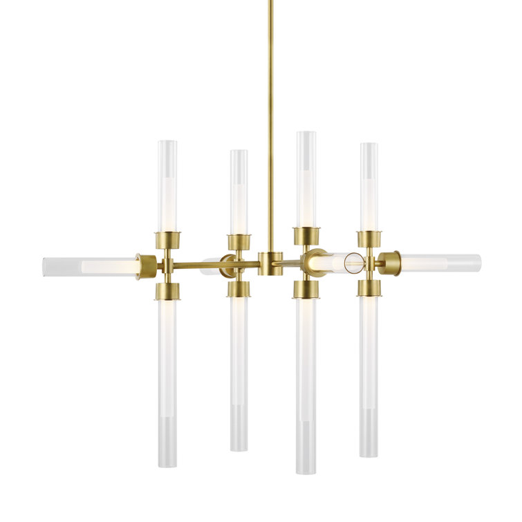 Luminous Elegance 12-Light LED Chandelier in Natural Brass