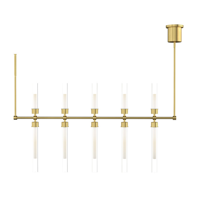 Linger 10-Light LED Linear Suspension in Natural Brass and Polished Nickel