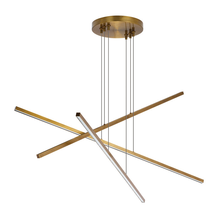 Aged Brass 3-Light LED Linear Chandelier